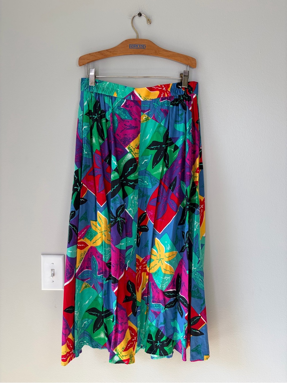 Vintage 80s/90s Chaus Colorful Abstract Floral Print Button Front Long Skirt - Picture 2 of 7